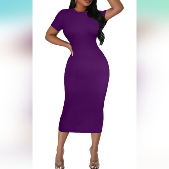 Sumche Bodycon Long Dress Dark Purple Size XL (New) - Picture 5 of 15